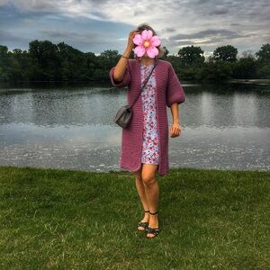 Purple Handmade Knit Cardigan